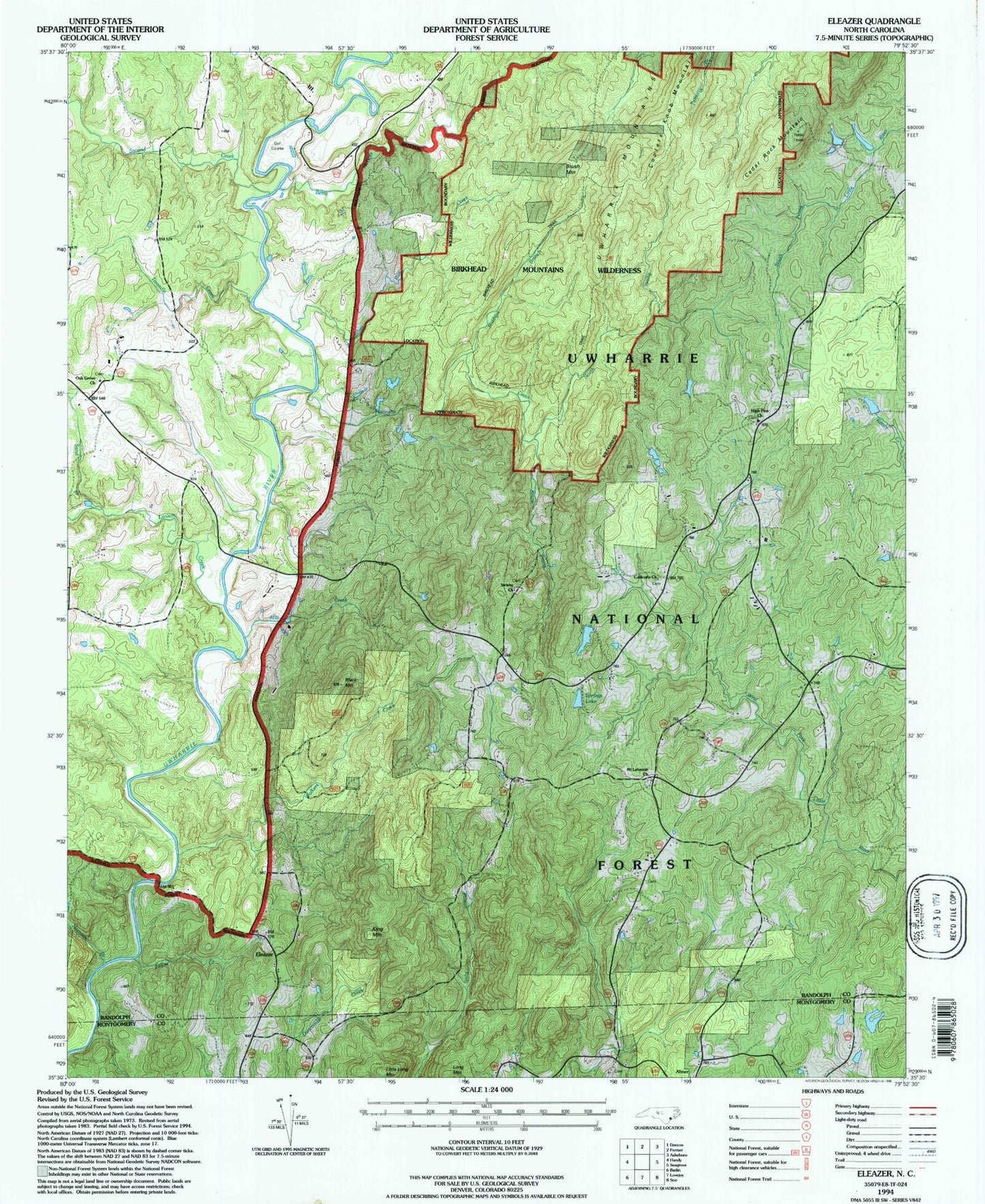USGS Classic Eleazer North Carolina 7.5'x7.5' Topo Map Image