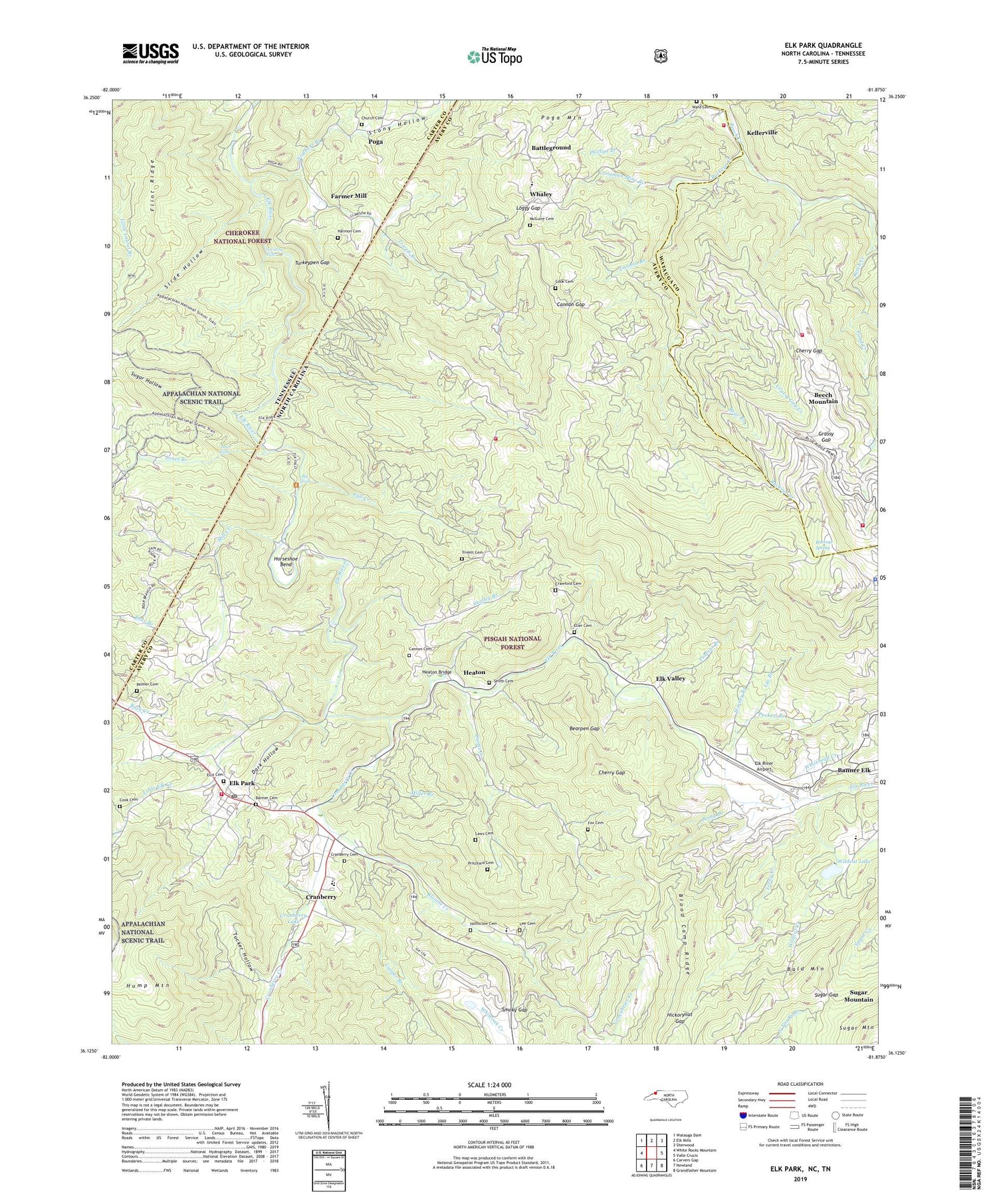 Elk Park North Carolina US Topo Map Image