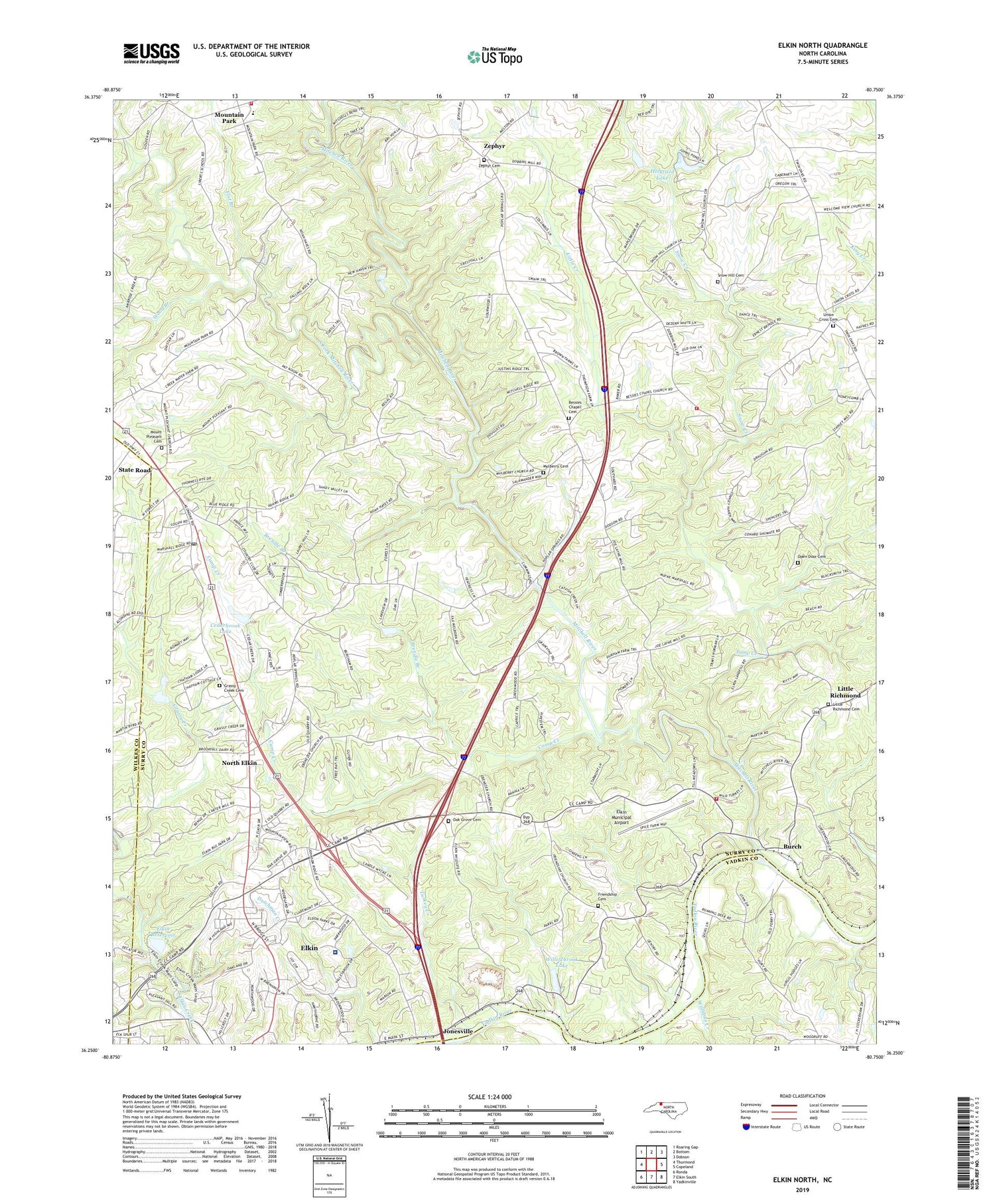 Elkin North North Carolina US Topo Map Image