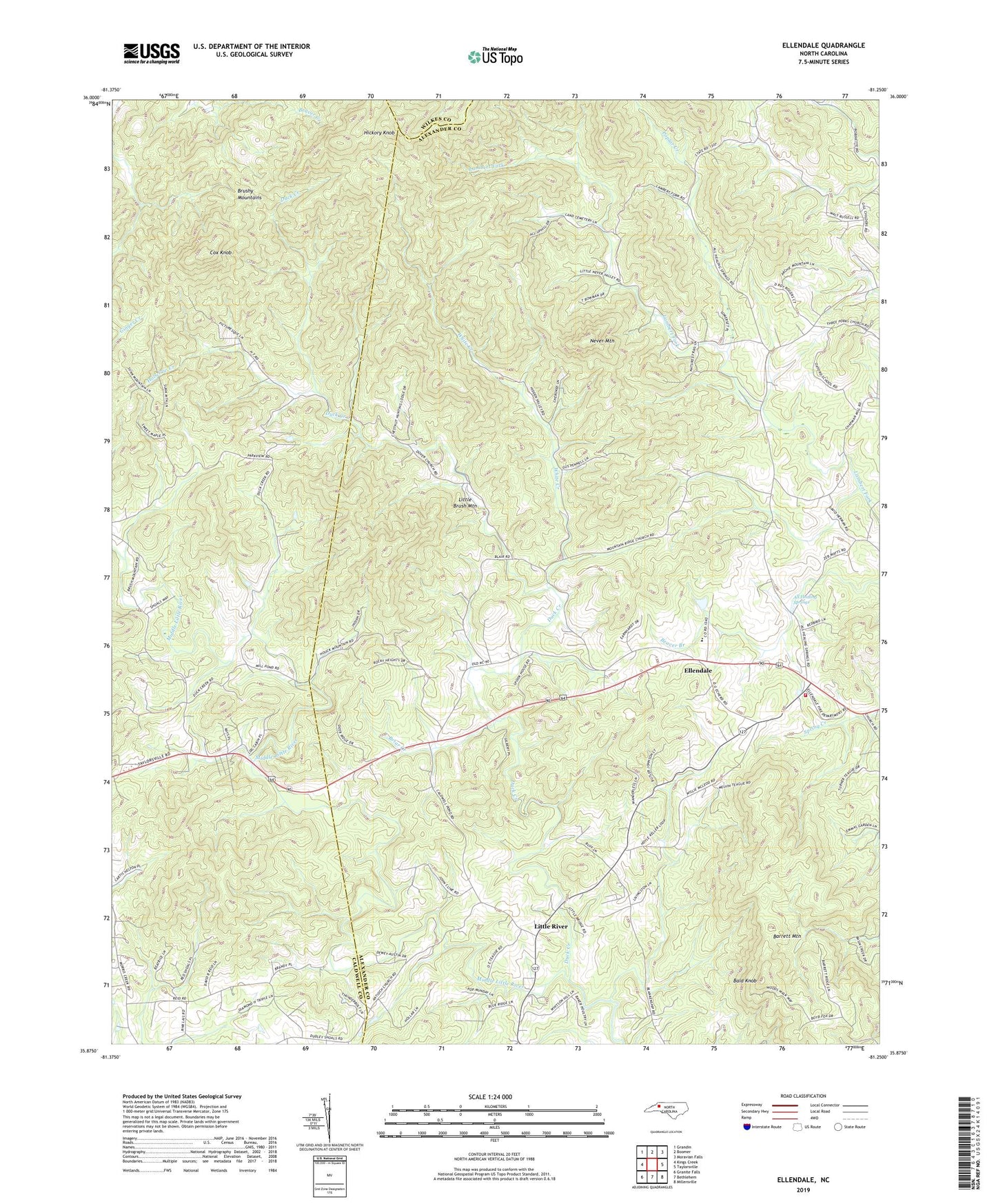 Ellendale North Carolina US Topo Map Image
