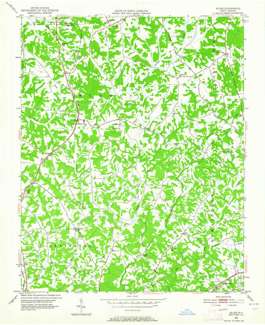 Classic USGS Midway North Carolina 7.5'x7.5' Topo Map Image