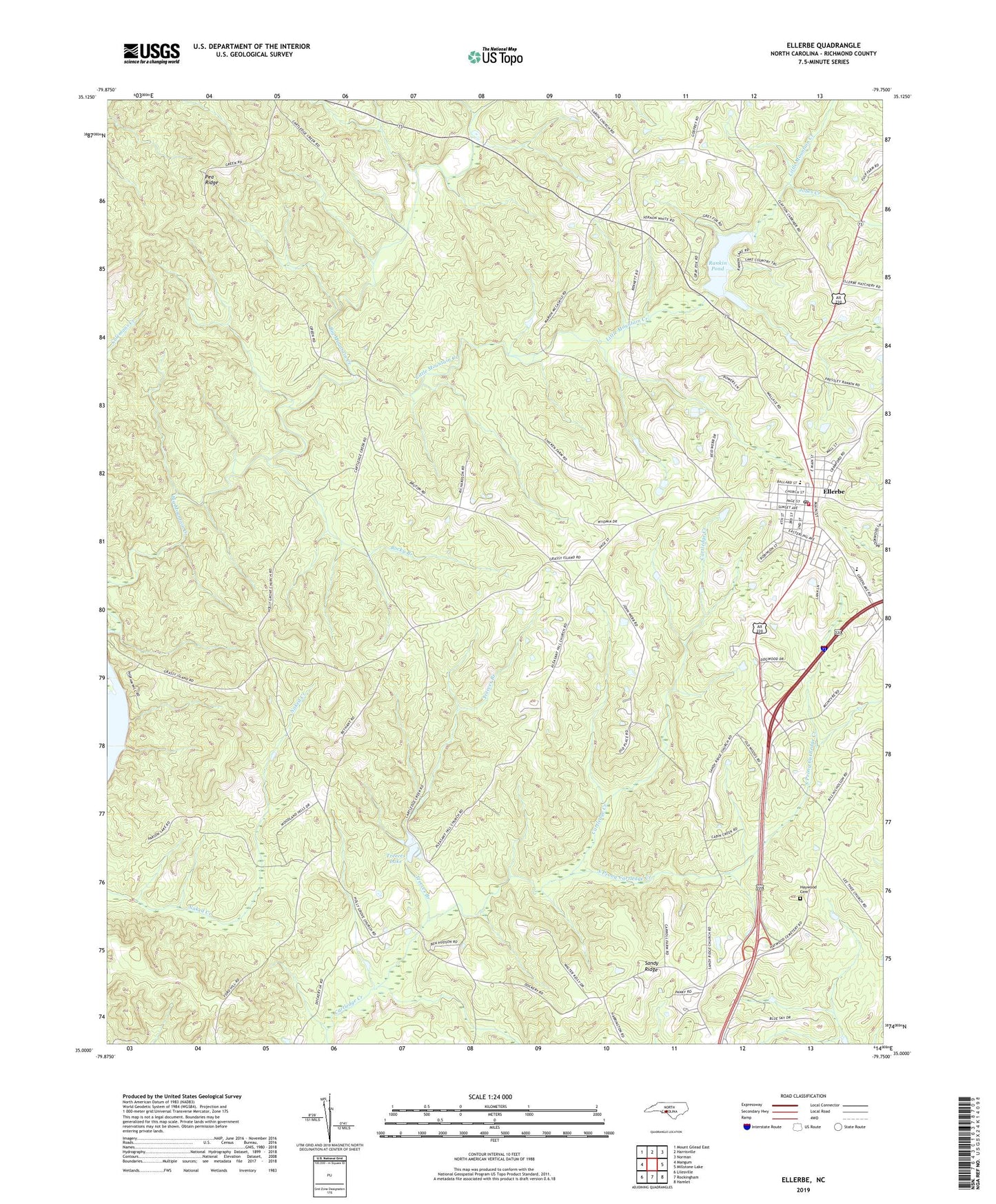 Ellerbe North Carolina US Topo Map Image