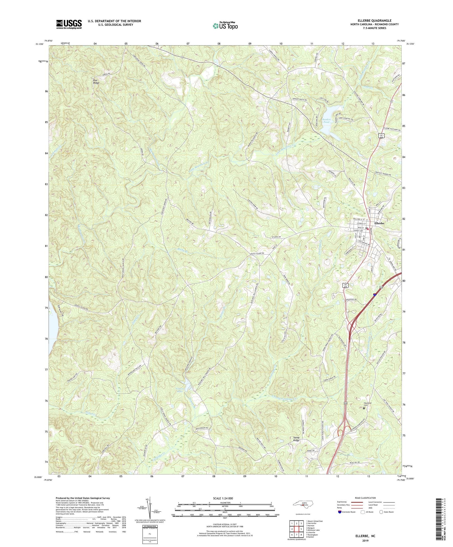 Ellerbe North Carolina US Topo Map Image
