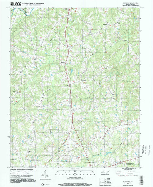 Classic USGS Ellisboro North Carolina 7.5'x7.5' Topo Map Image