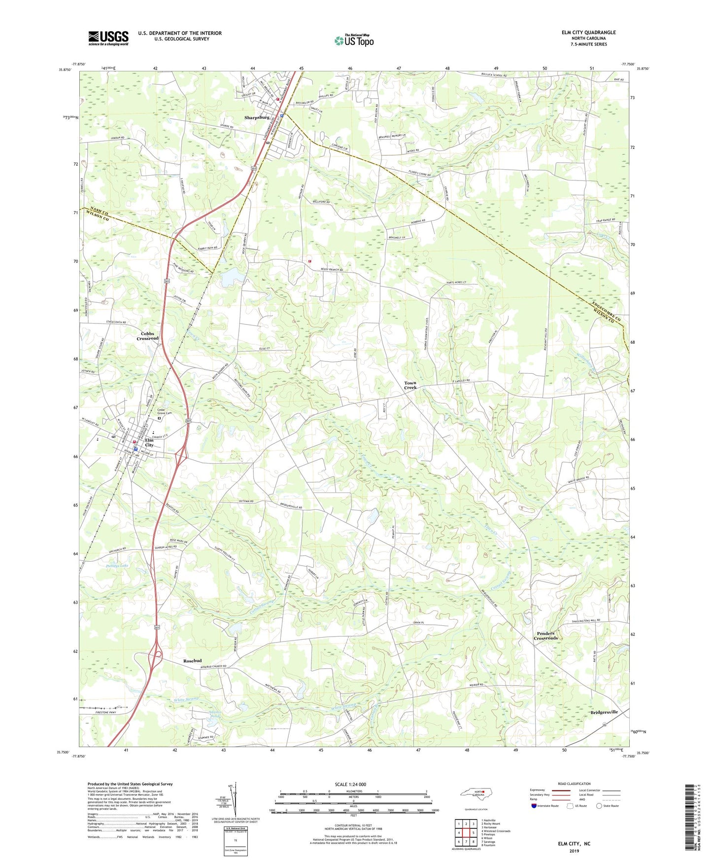 Elm City North Carolina US Topo Map Image