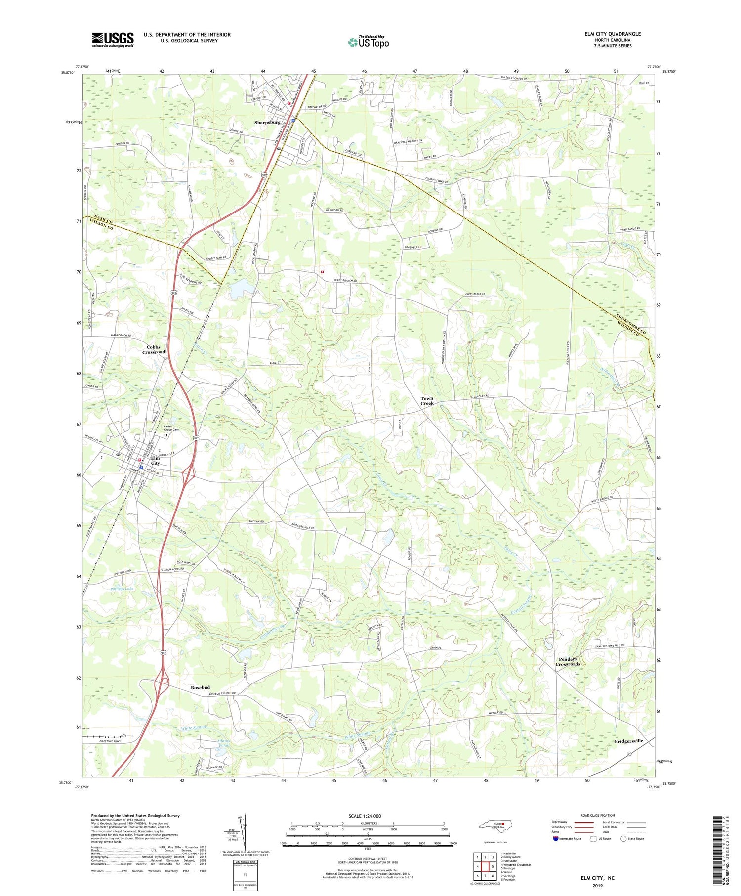 Elm City North Carolina US Topo Map Image