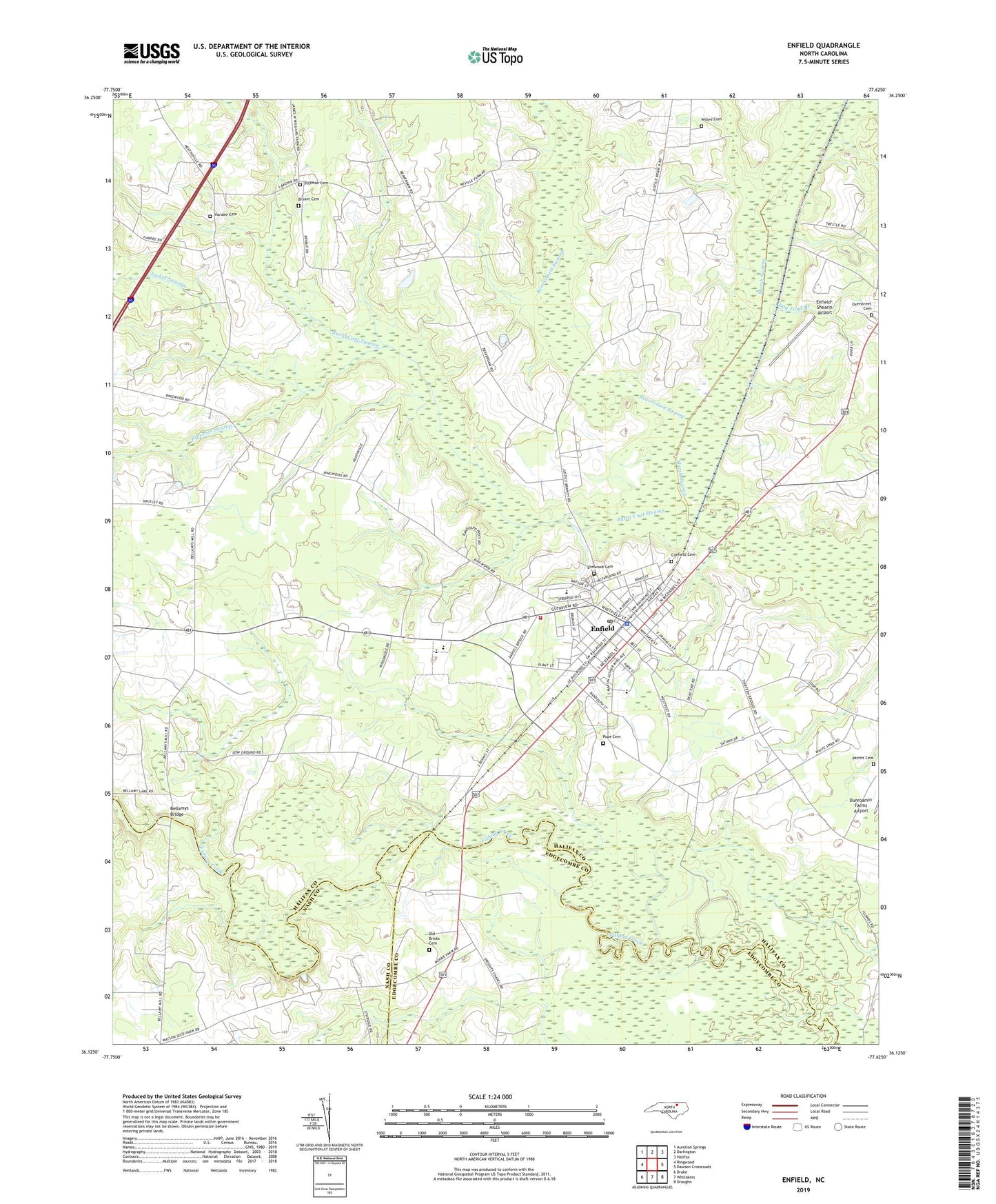 Enfield North Carolina US Topo Map Image