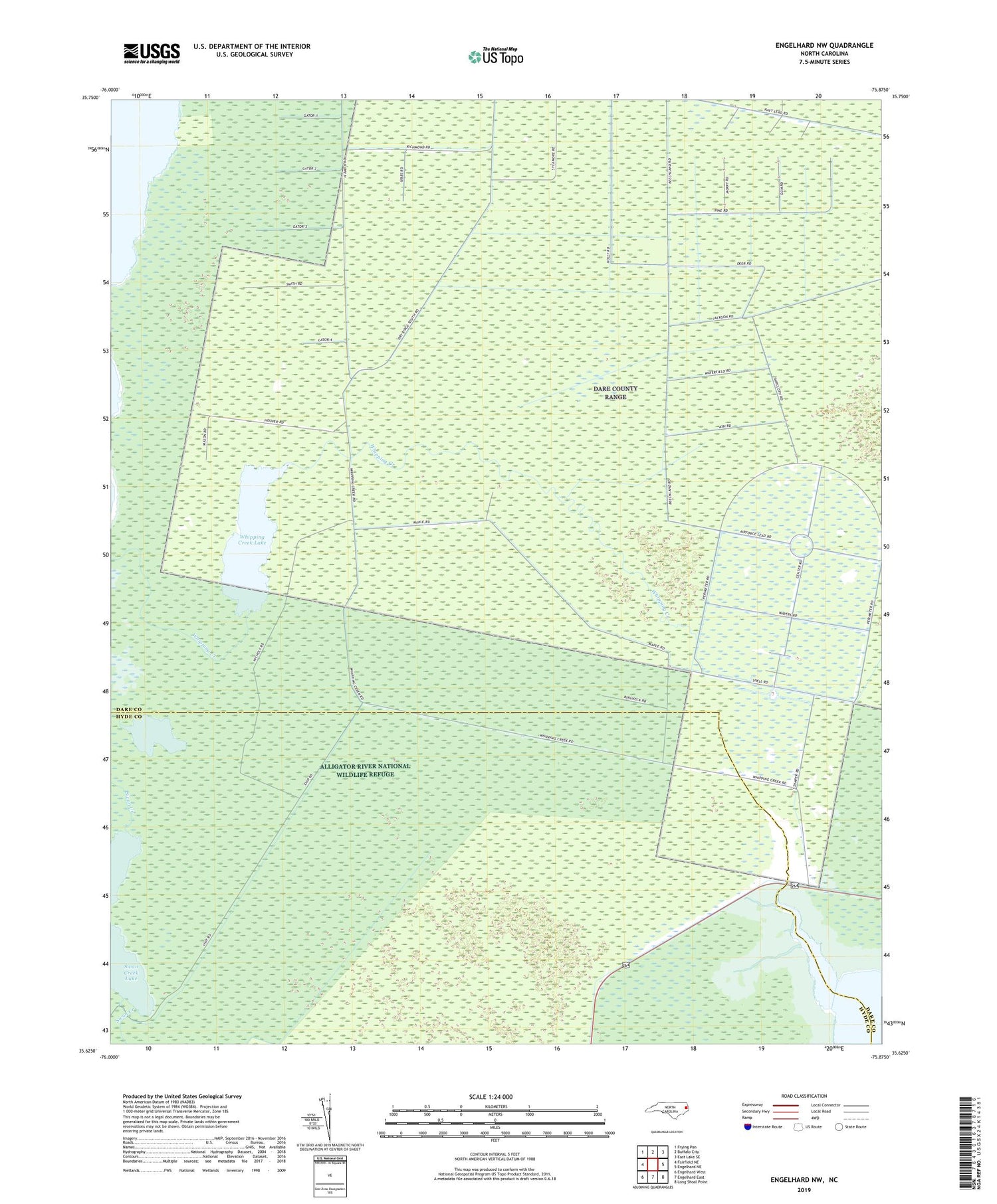 Engelhard NW North Carolina US Topo Map Image