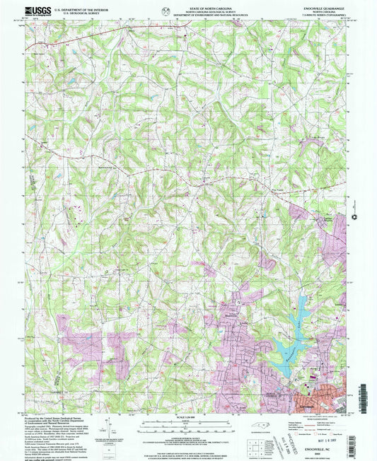 Classic USGS Enochville North Carolina 7.5'x7.5' Topo Map Image