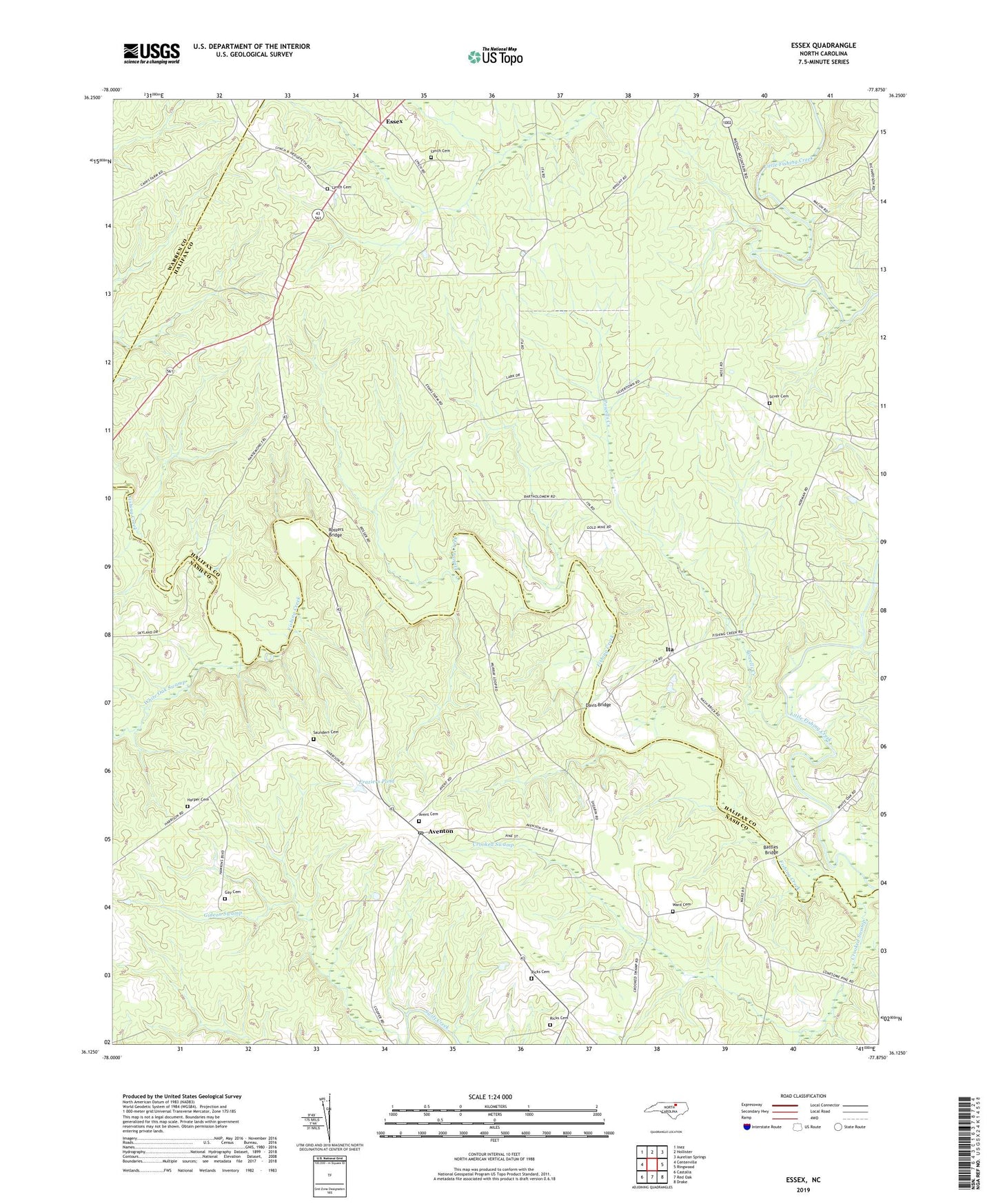 Essex North Carolina US Topo Map Image