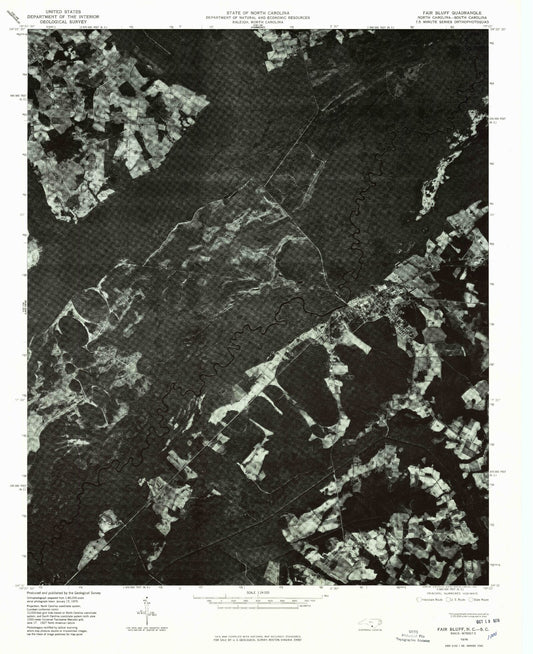 Classic USGS Fair Bluff North Carolina 7.5'x7.5' Topo Map Image