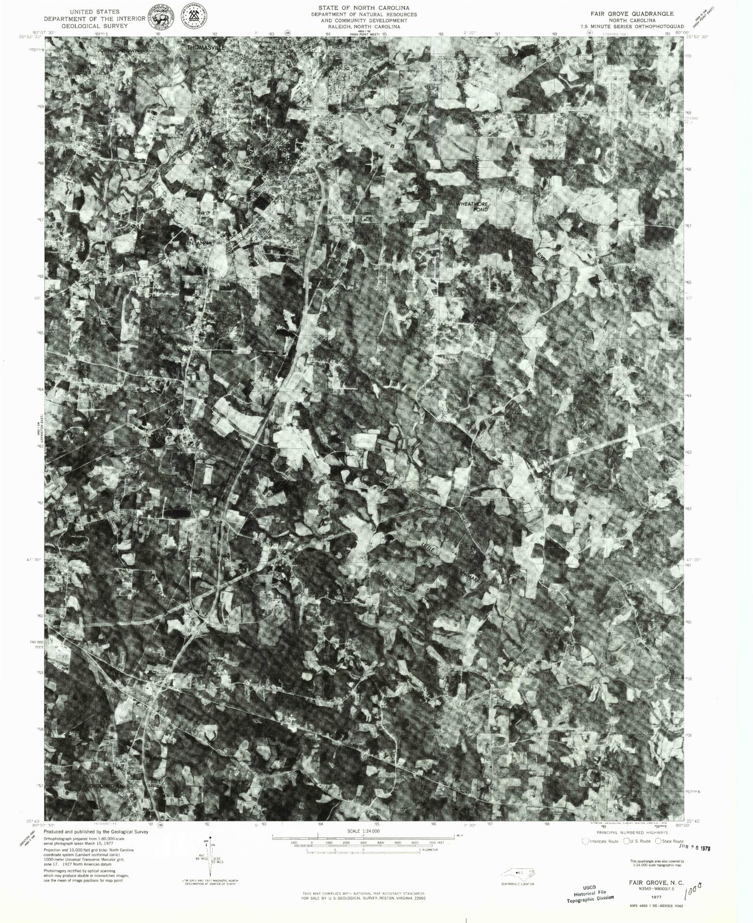 Classic USGS Fair Grove North Carolina 7.5'x7.5' Topo Map Image