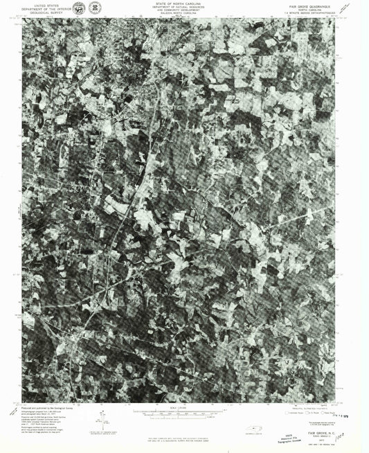 Classic USGS Fair Grove North Carolina 7.5'x7.5' Topo Map Image