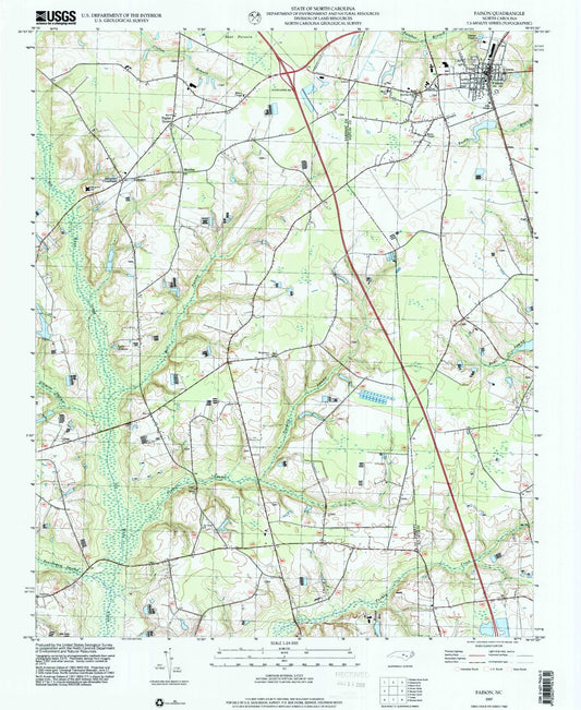 Classic USGS Faison North Carolina 7.5'x7.5' Topo Map Image