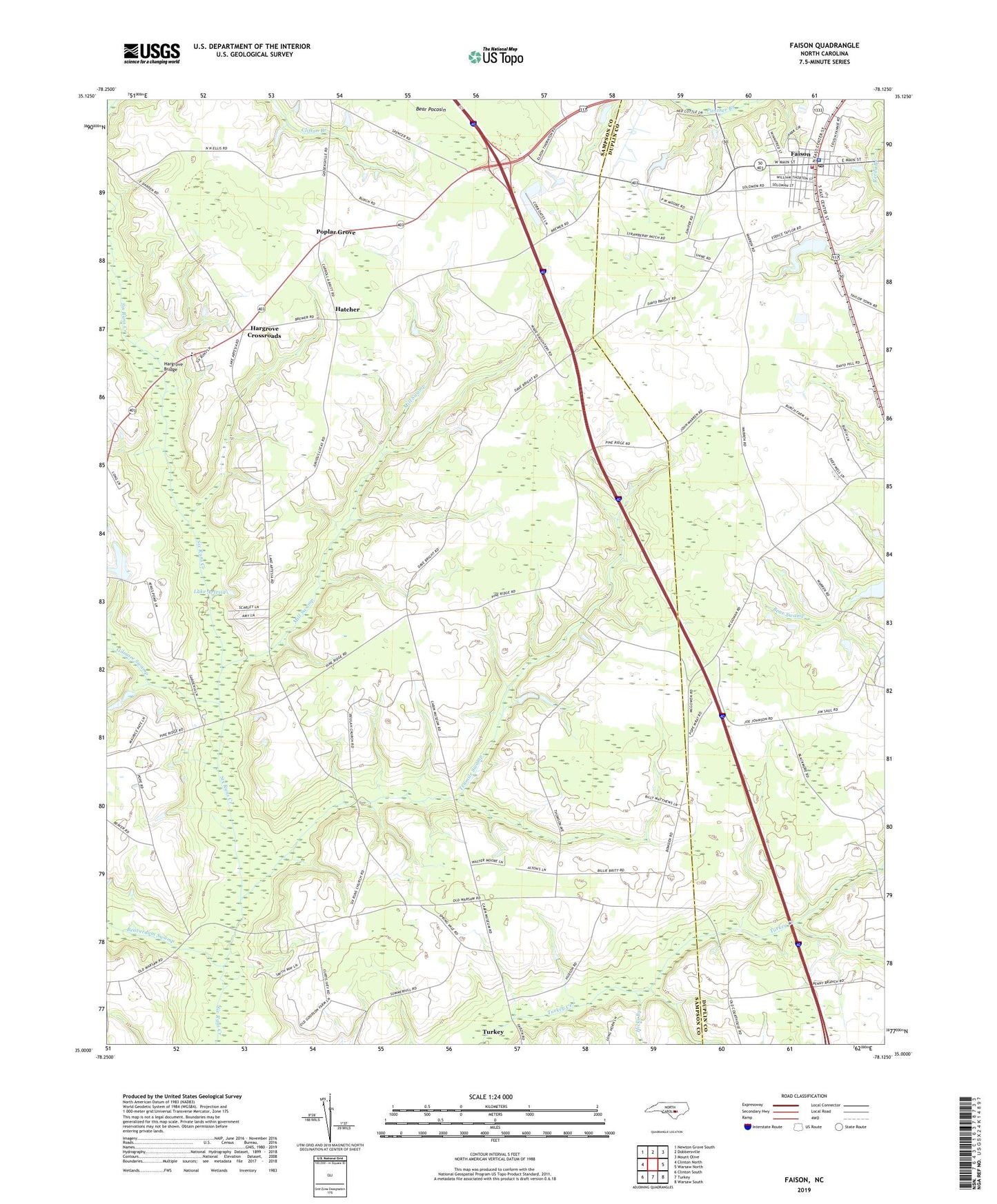 Faison North Carolina US Topo Map Image