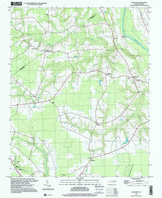 Classic USGS Falkland North Carolina 7.5'x7.5' Topo Map Image