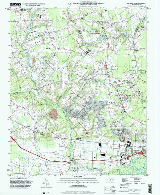Classic USGS Falling Creek North Carolina 7.5'x7.5' Topo Map Image