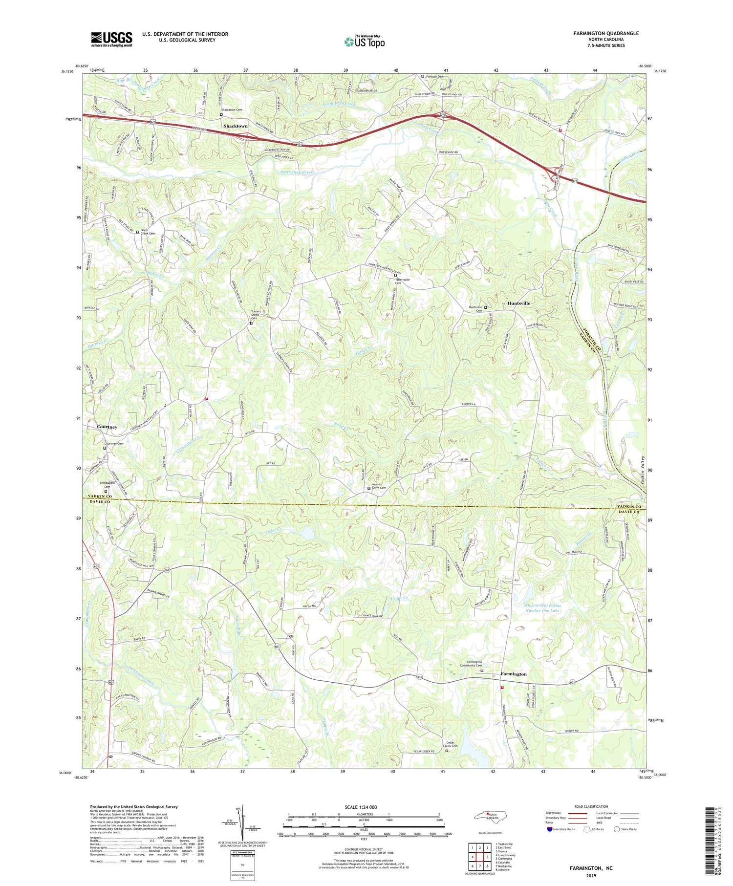 Farmington North Carolina US Topo Map Image