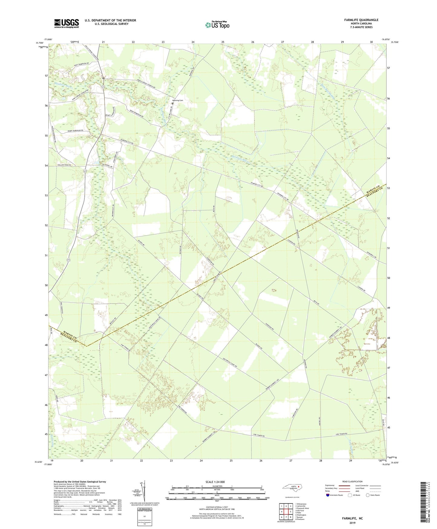 Farmlife North Carolina US Topo Map Image