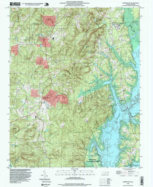 Classic USGS Farrington North Carolina 7.5'x7.5' Topo Map Image