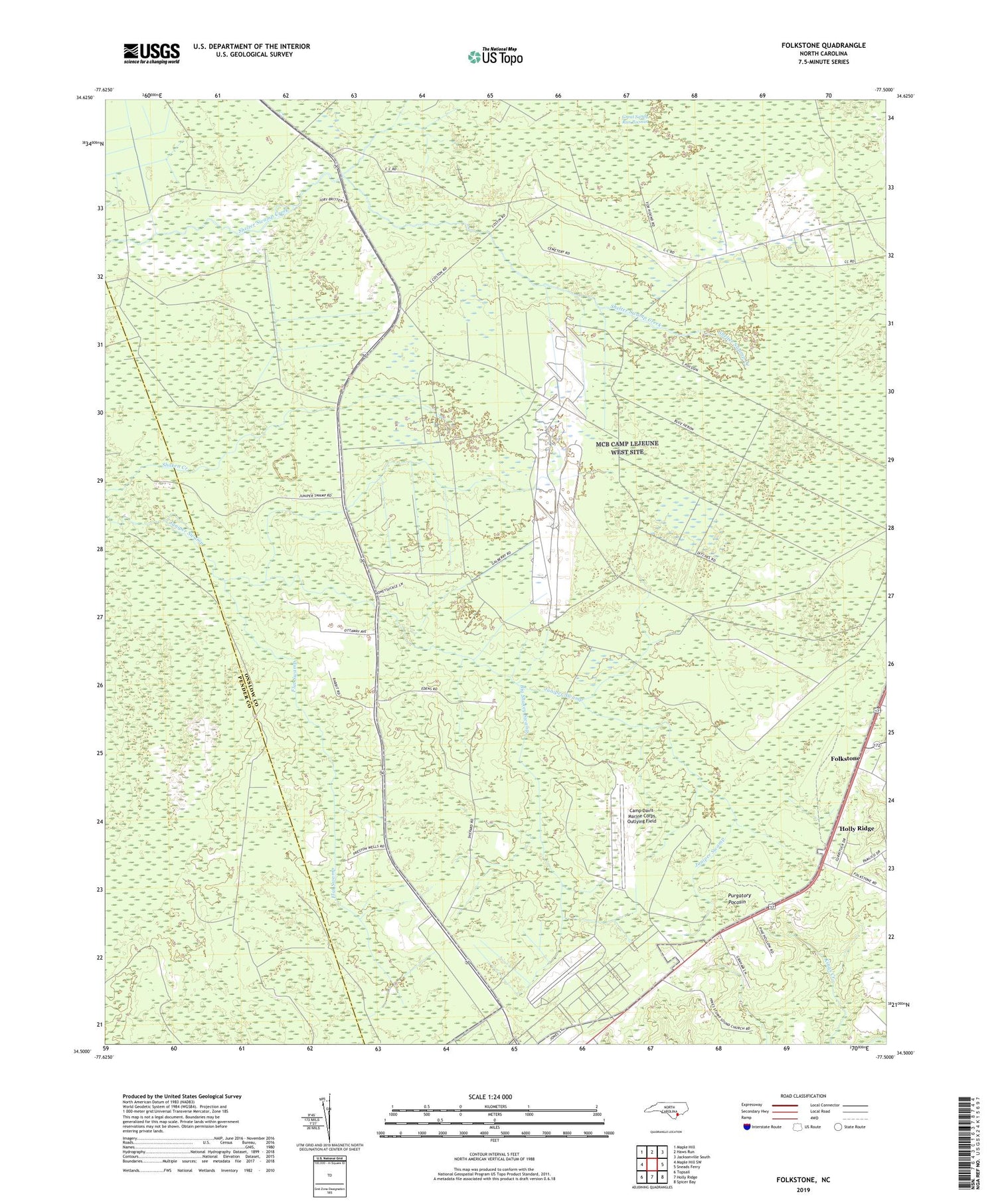 Folkstone North Carolina US Topo Map Image