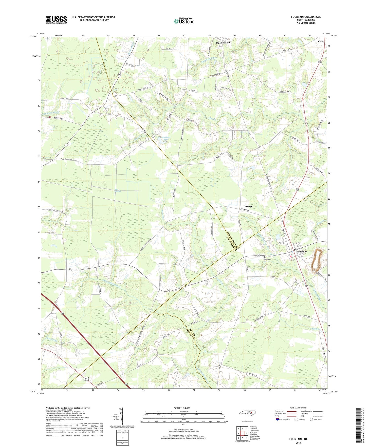 Fountain North Carolina US Topo Map Image
