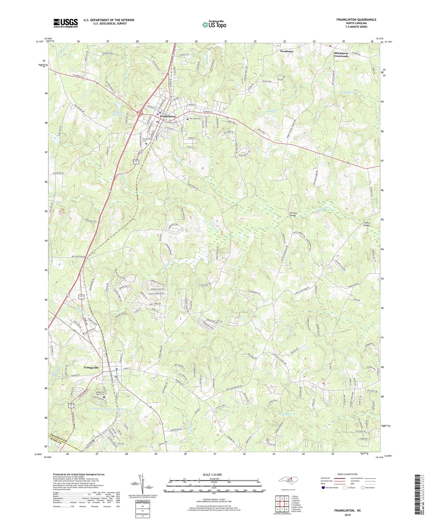 Franklinton North Carolina US Topo Map Image