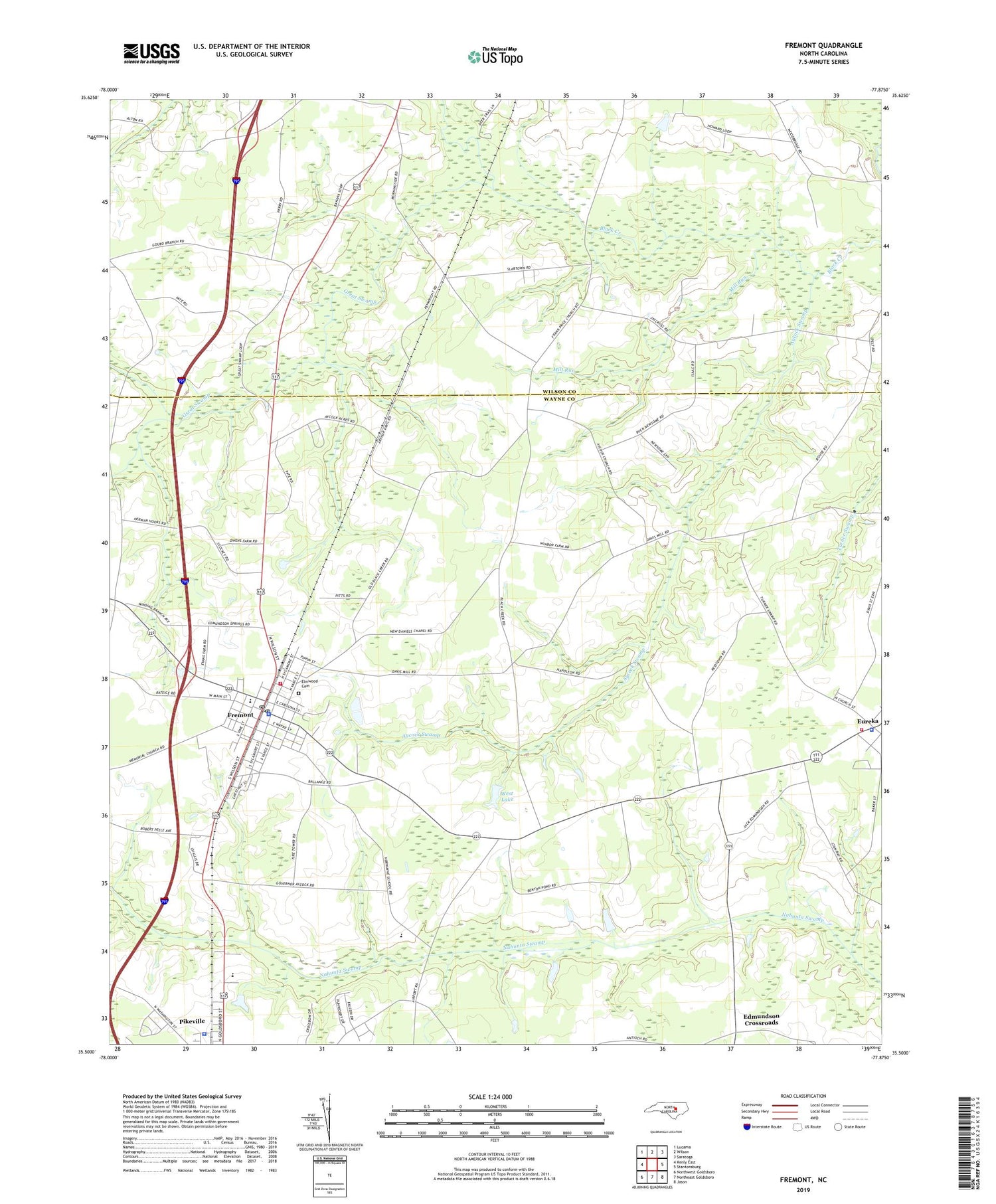 Fremont North Carolina US Topo Map Image