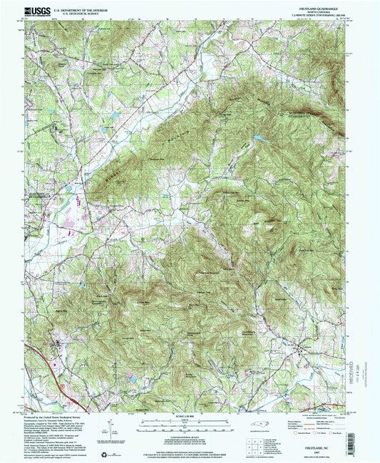 Classic USGS Fruitland North Carolina 7.5'x7.5' Topo Map Image