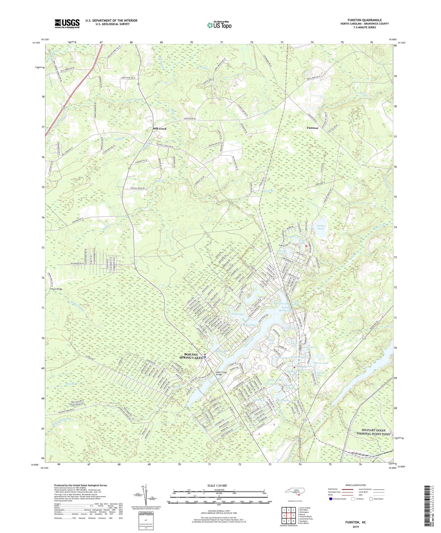 Funston North Carolina US Topo Map Image