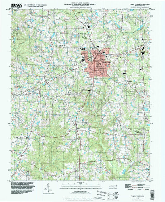 Classic USGS Fuquay-Varina North Carolina 7.5'x7.5' Topo Map Image