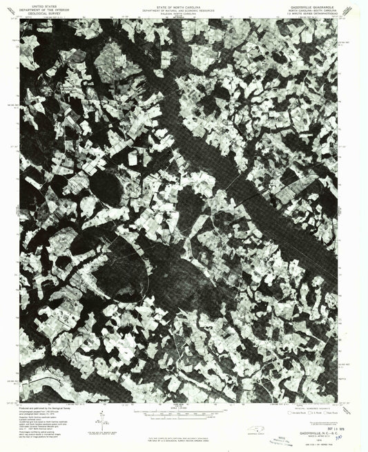 Classic USGS Gaddysville North Carolina 7.5'x7.5' Topo Map Image