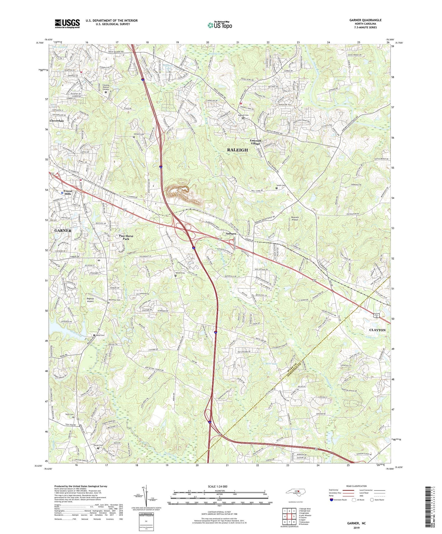 Garner North Carolina US Topo Map Image