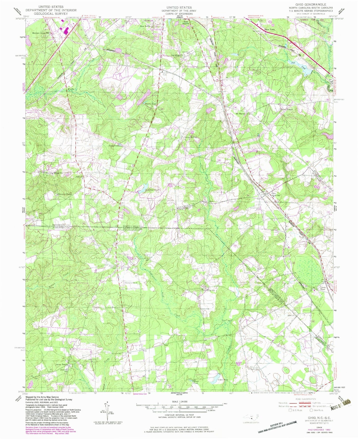Classic USGS Ghio North Carolina 7.5'x7.5' Topo Map Image