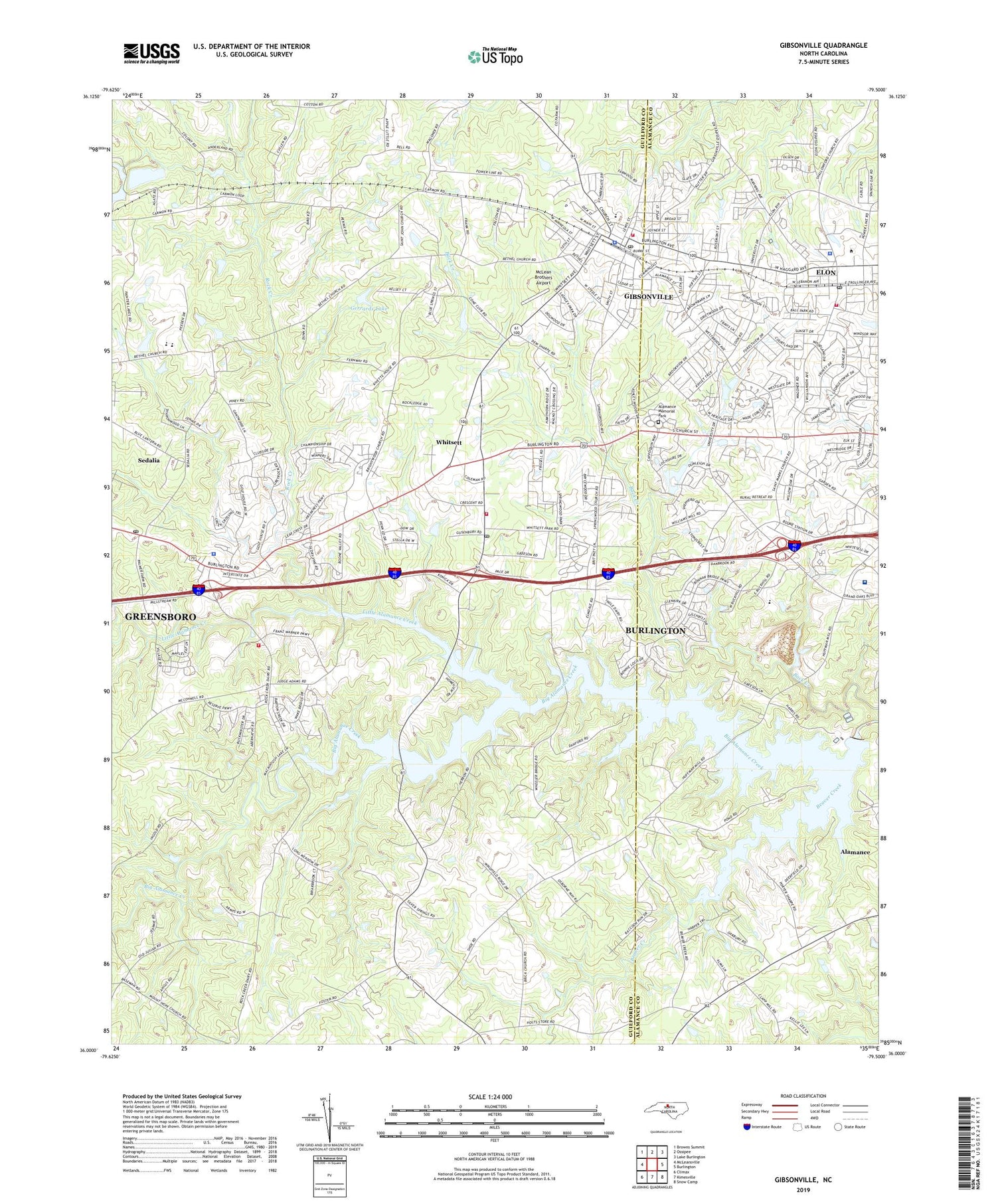 Gibsonville North Carolina US Topo Map Image