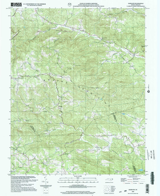 Classic USGS Gilreath North Carolina 7.5'x7.5' Topo Map Image