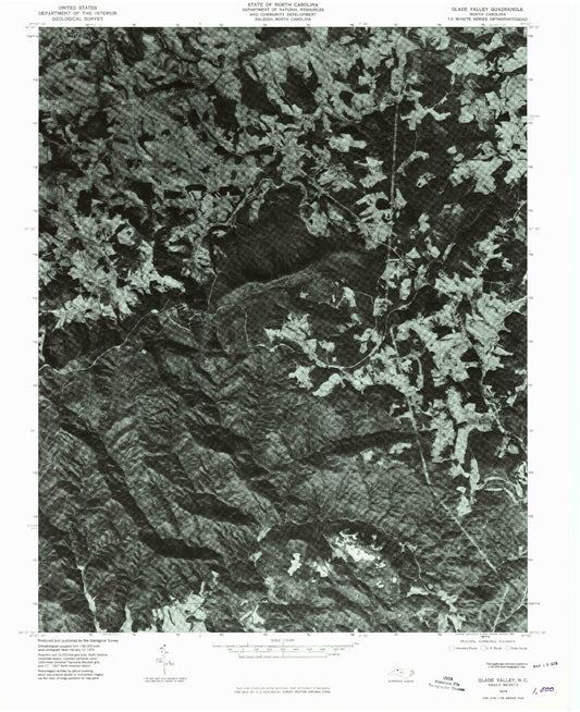 Classic USGS Glade Valley North Carolina 7.5'x7.5' Topo Map Image