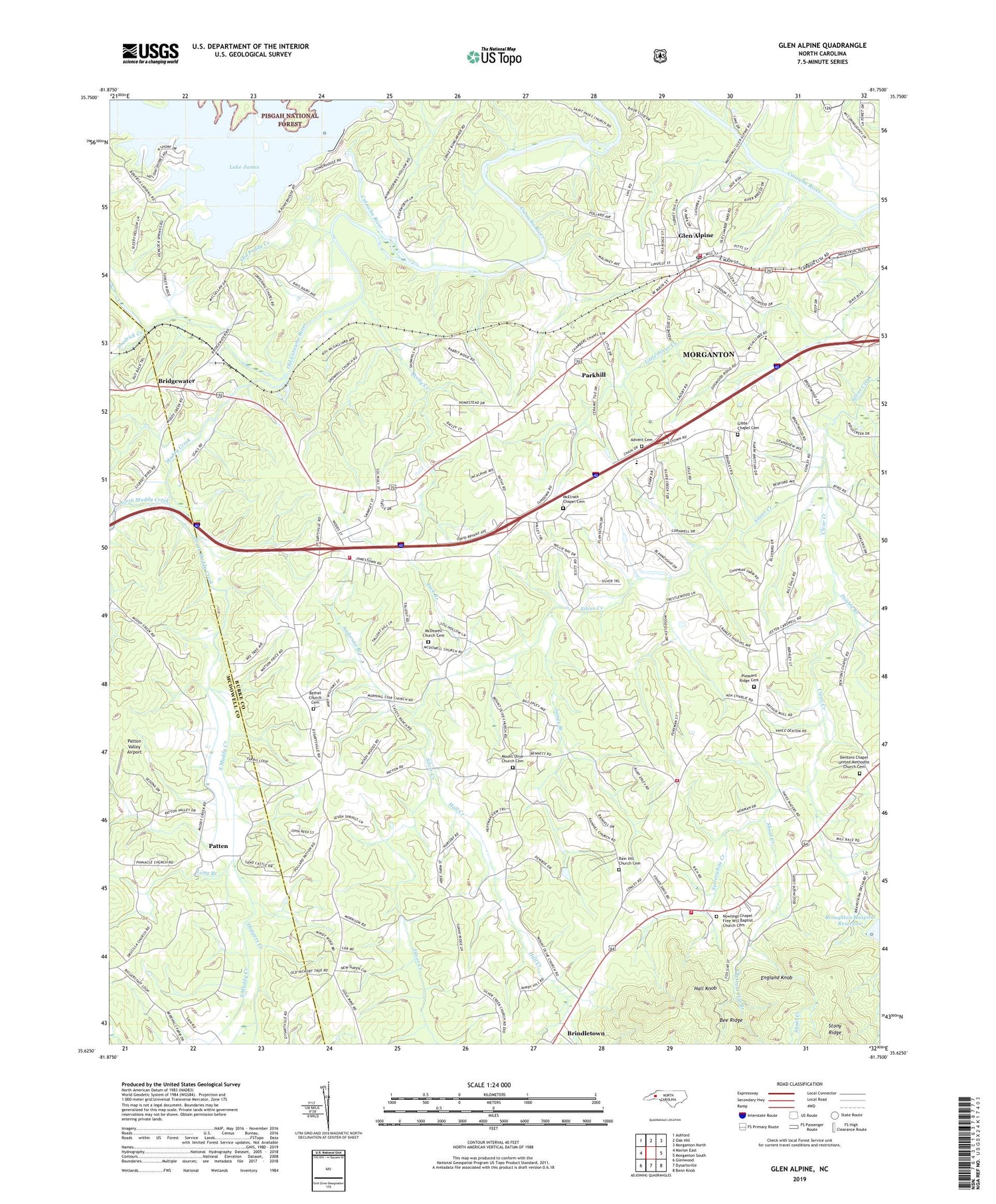 Glen Alpine North Carolina US Topo Map Image