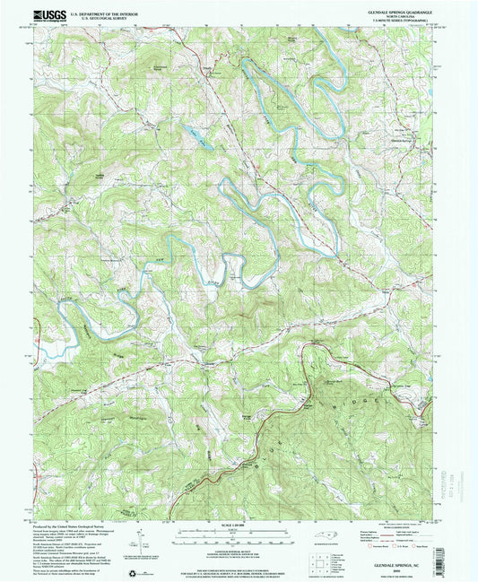 Classic USGS Glendale Springs North Carolina 7.5'x7.5' Topo Map Image