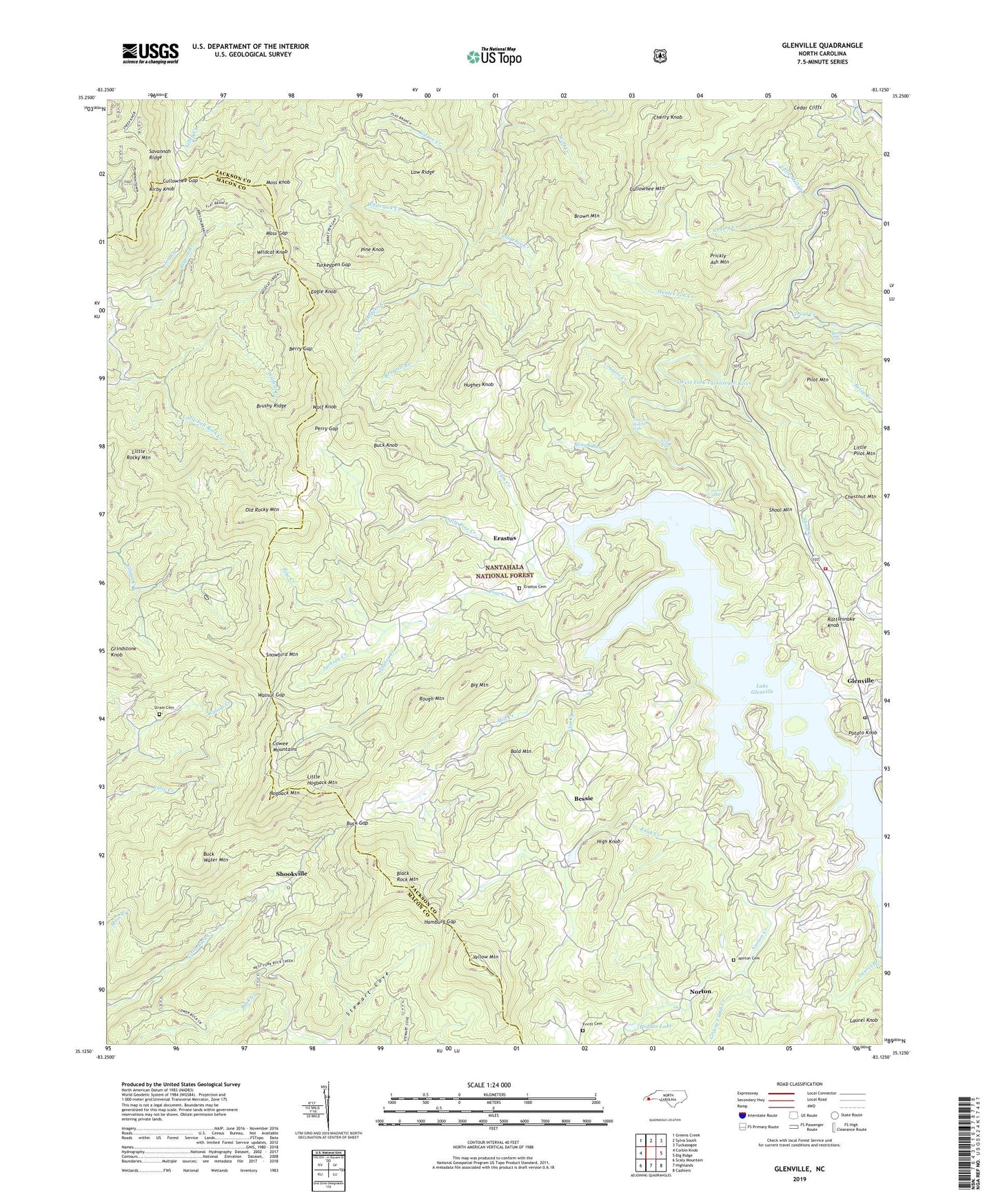 Glenville North Carolina US Topo Map Image