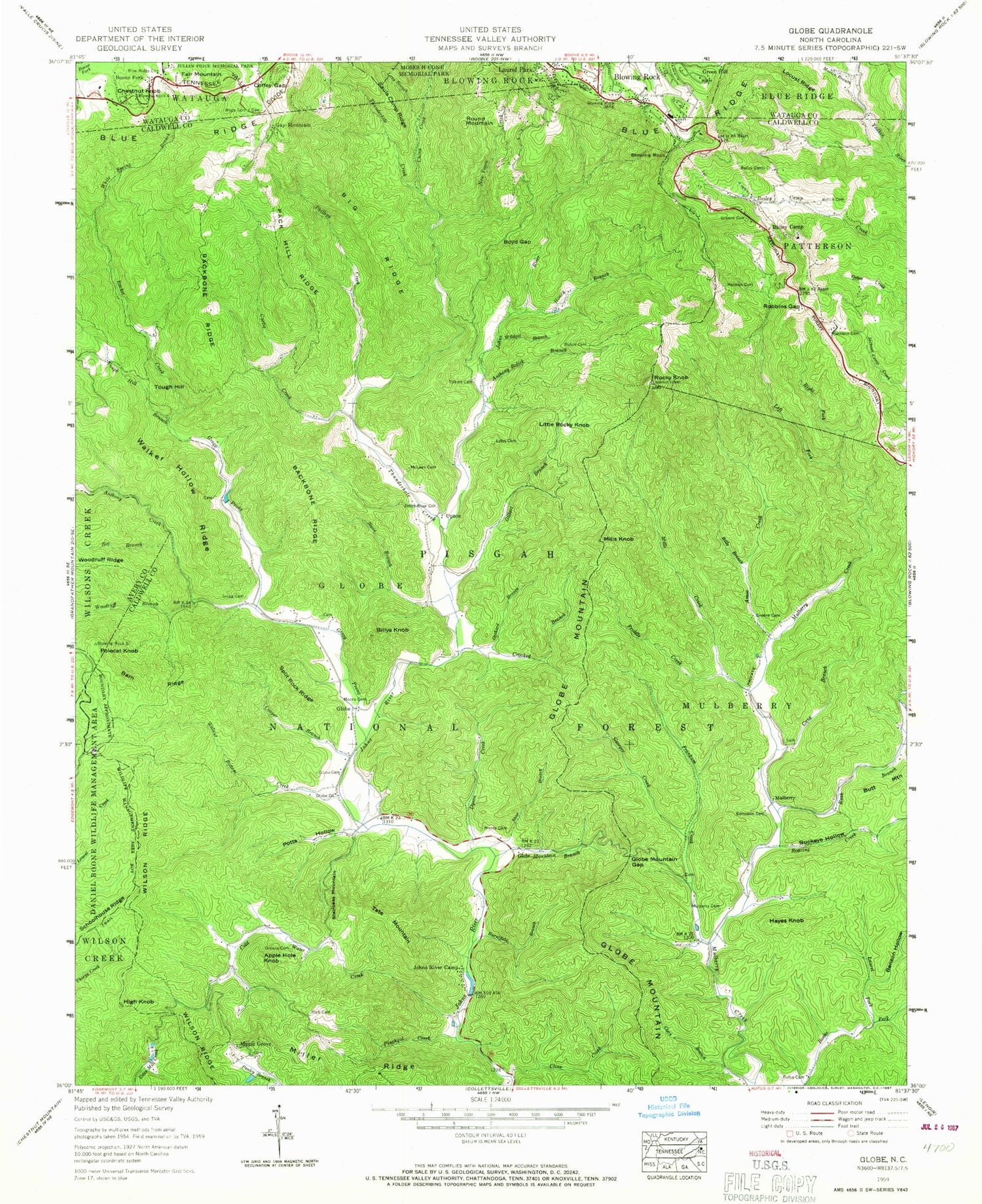 Classic USGS Globe North Carolina 7.5'x7.5' Topo Map Image