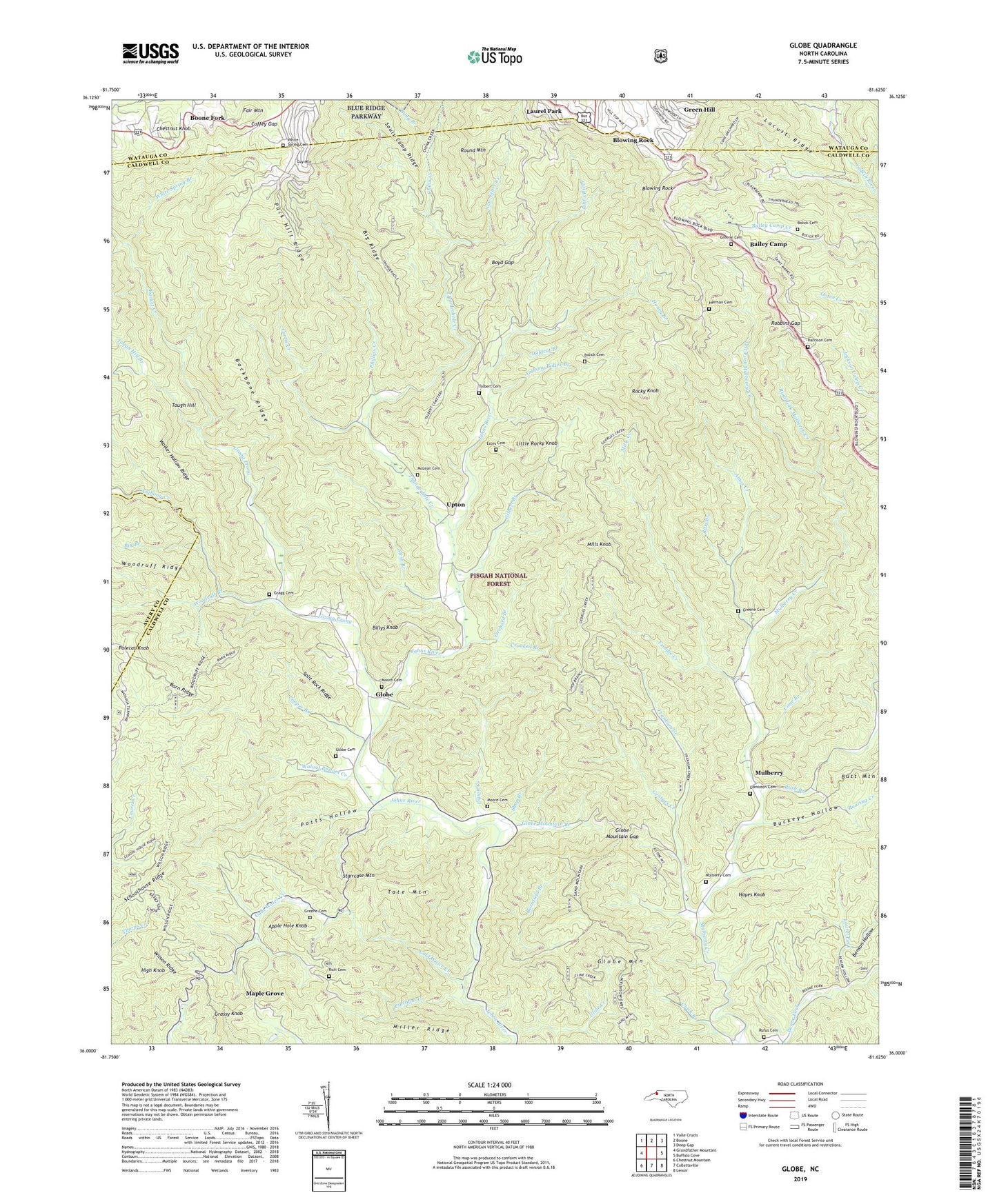 Globe North Carolina US Topo Map Image
