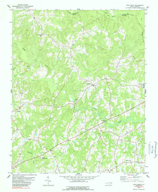 Classic USGS Gold Sand North Carolina 7.5'x7.5' Topo Map Image