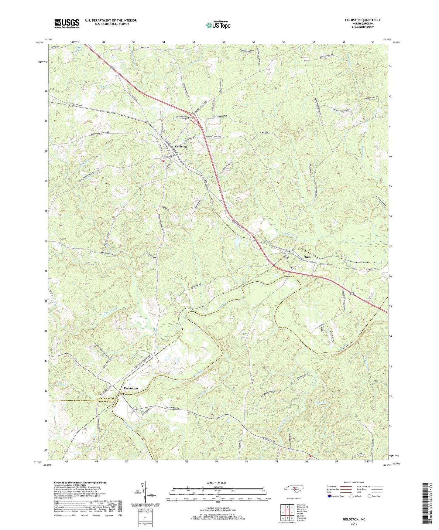 Goldston North Carolina US Topo Map Image