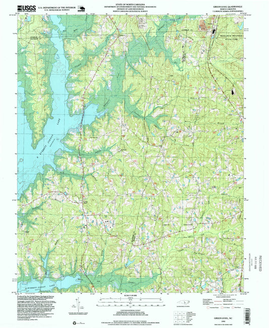 Classic USGS Green Level North Carolina 7.5'x7.5' Topo Map Image