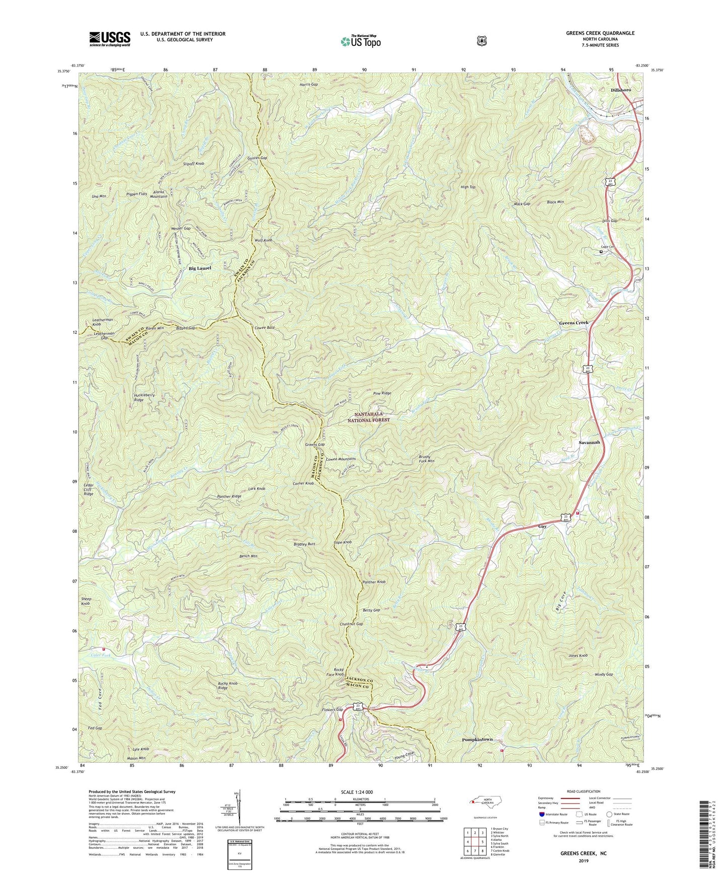 Greens Creek North Carolina US Topo Map Image