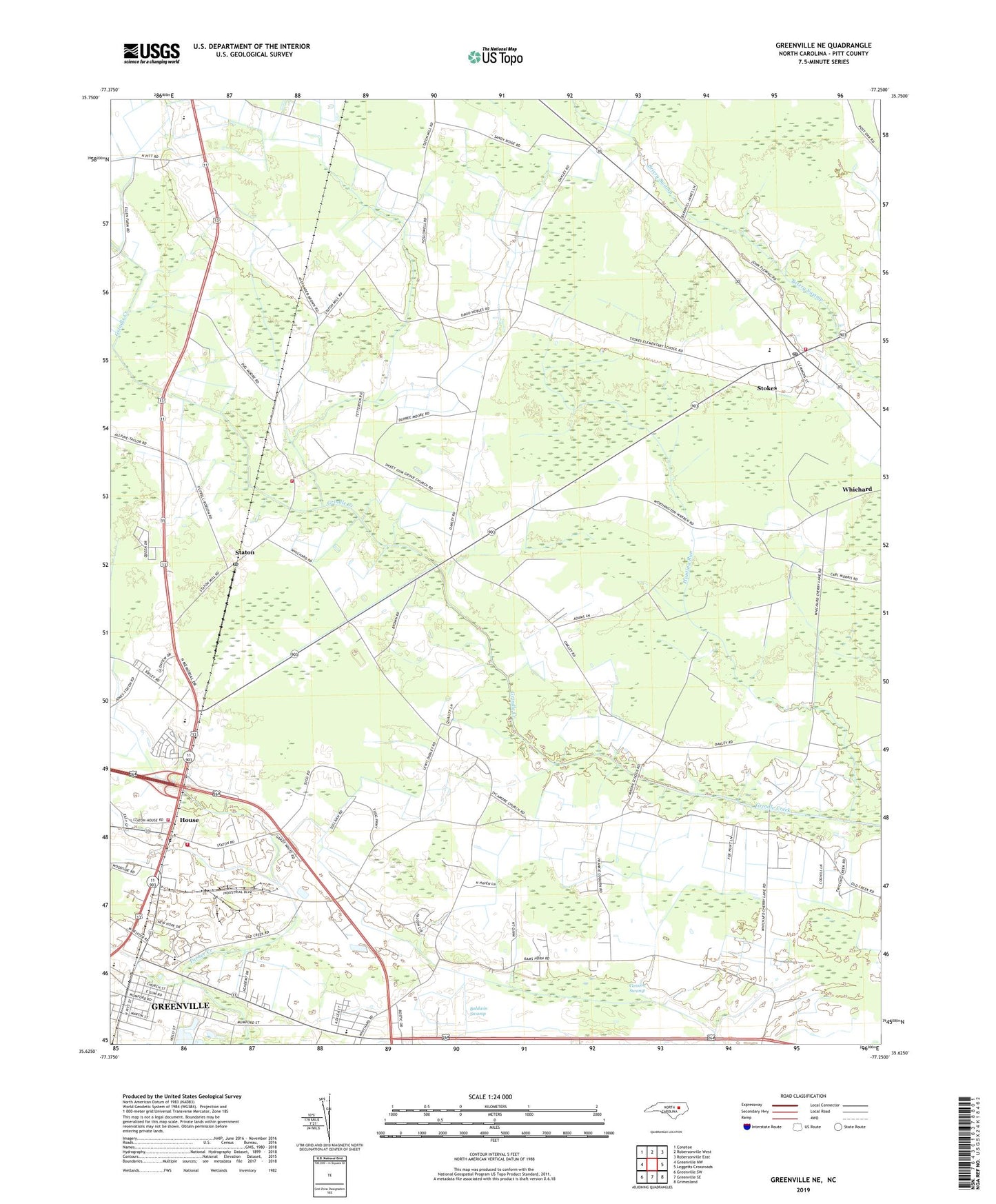 Greenville NE North Carolina US Topo Map Image