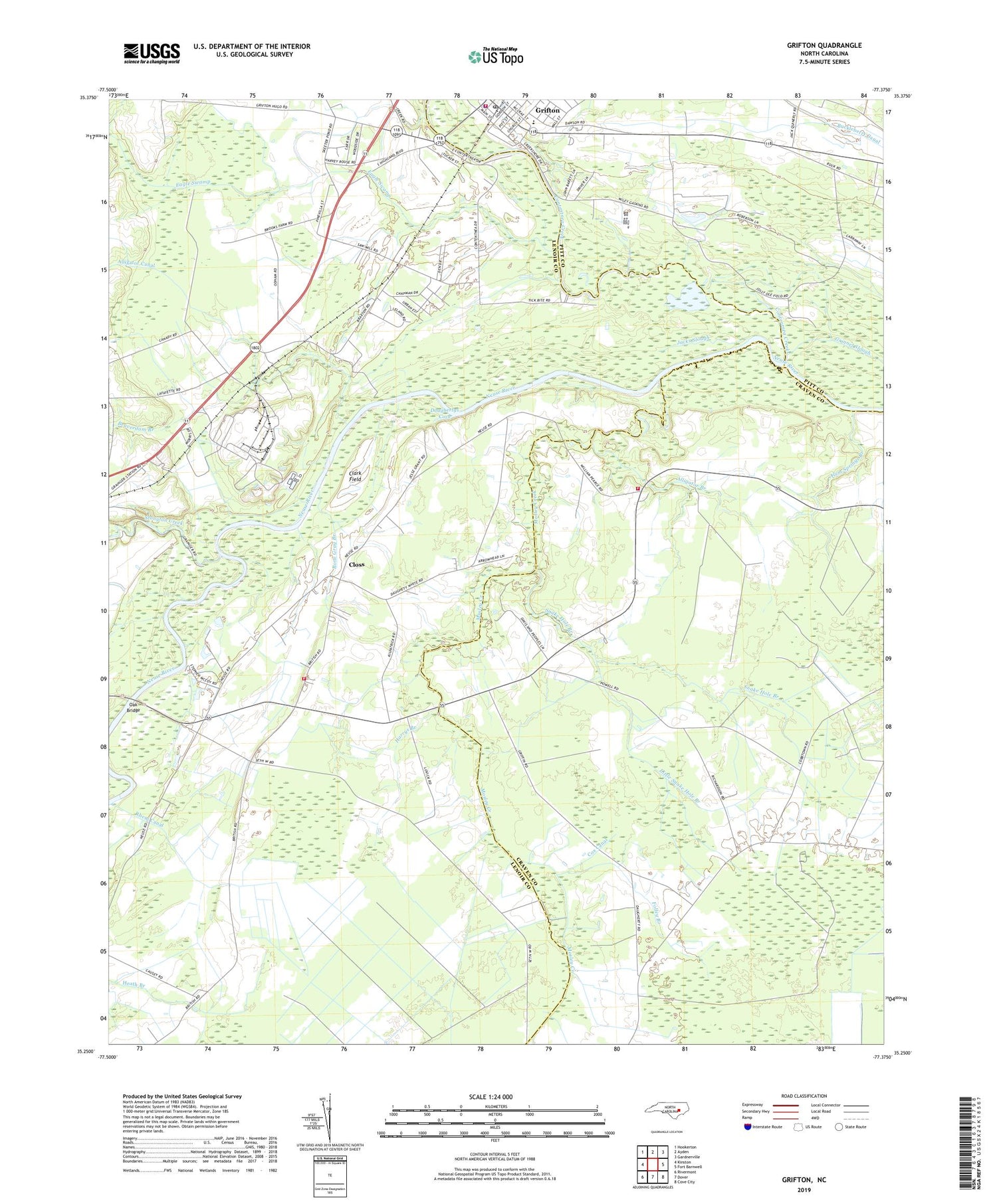 Grifton North Carolina US Topo Map Image