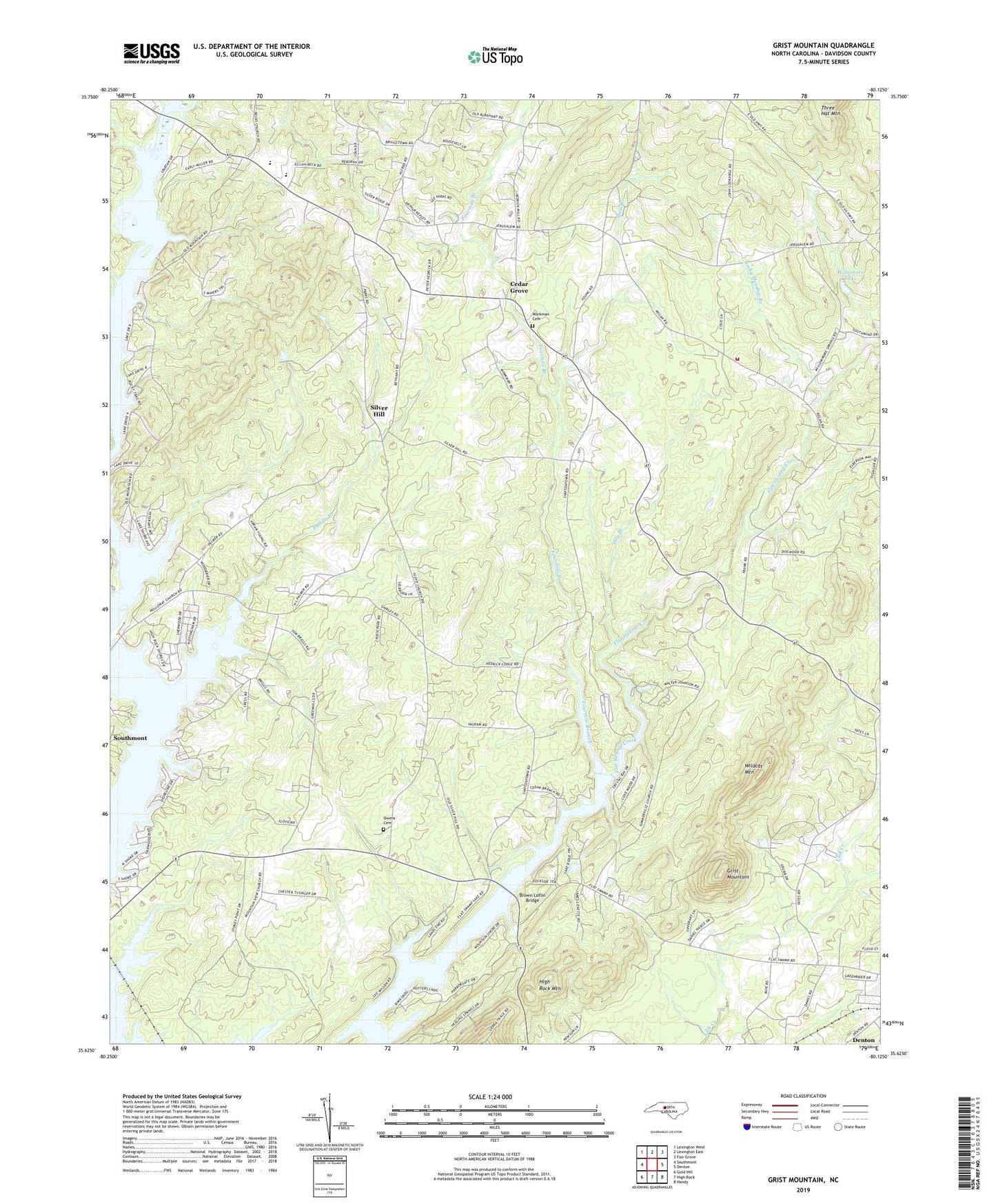 Grist Mountain North Carolina US Topo Map Image