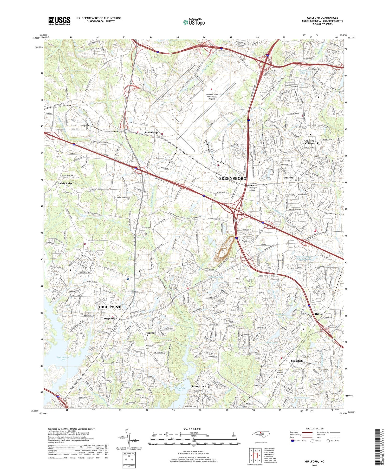 Guilford North Carolina US Topo Map Image